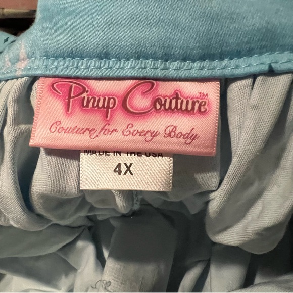 Pinup Girl Clothing 4X Blue Castle gathered circle skirt. - Picture 4 of 7